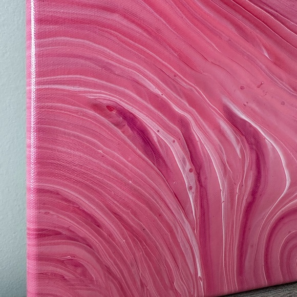 9x12 Painting Abstract Acrylic Fluid Pour Art on gallery wrapped Canvas pink - Picture 8 of 15